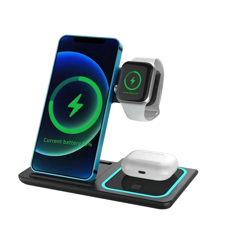 Fast Wireless Charger 3-in-1 Stand - Tech Wave Heaven Tech Wave Heaven Tech Wave Heaven