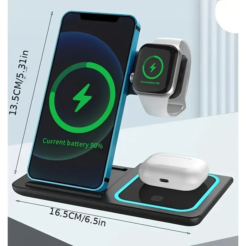 Fast Wireless Charger 3-in-1 Stand - Tech Wave Heaven Tech Wave Heaven Tech Wave Heaven