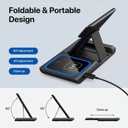 Fast Wireless Charger 3-in-1 Stand - Tech Wave Heaven Tech Wave Heaven Tech Wave Heaven